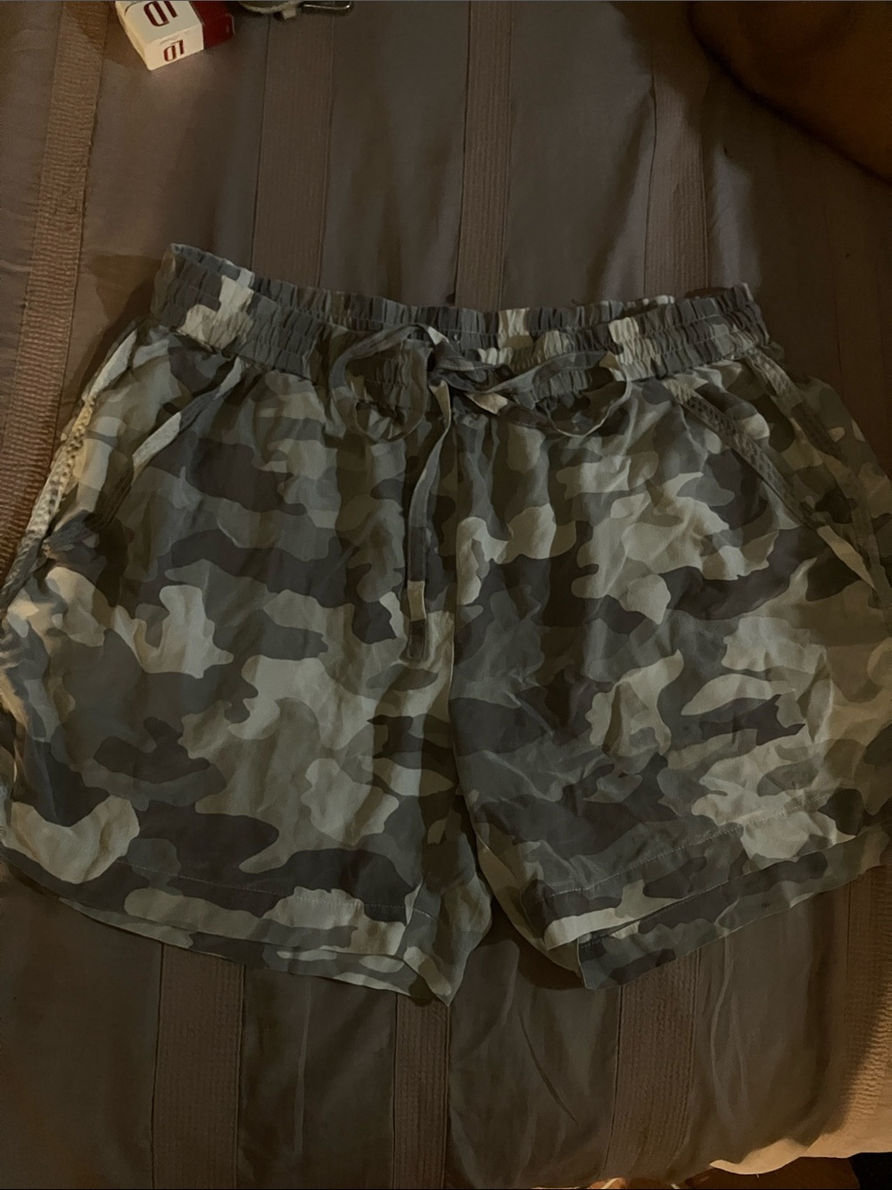 Camo Drawstring Lounge Shorts - Olive/Gray